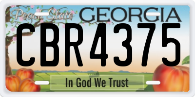 GA license plate CBR4375