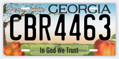 GA license plate CBR4463