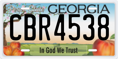 GA license plate CBR4538