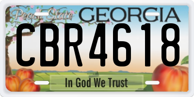 GA license plate CBR4618