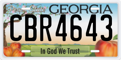 GA license plate CBR4643