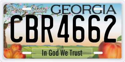 GA license plate CBR4662