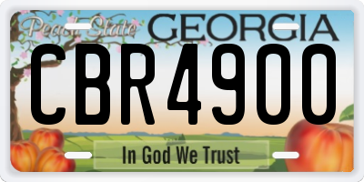 GA license plate CBR4900