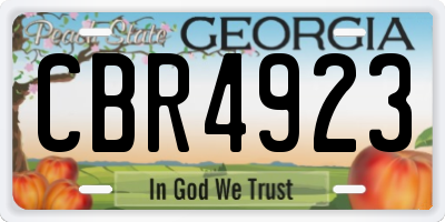 GA license plate CBR4923