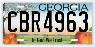 GA license plate CBR4963