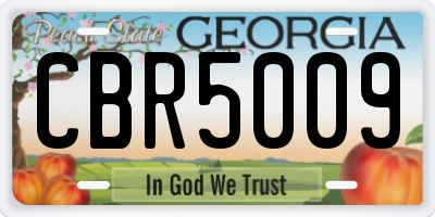 GA license plate CBR5009