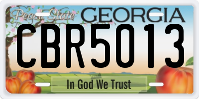 GA license plate CBR5013