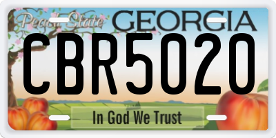 GA license plate CBR5020