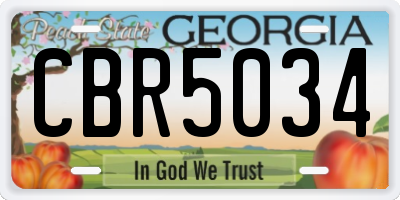 GA license plate CBR5034