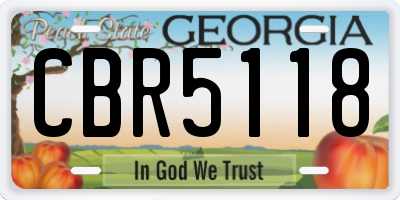 GA license plate CBR5118