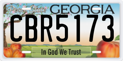 GA license plate CBR5173