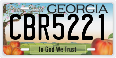 GA license plate CBR5221