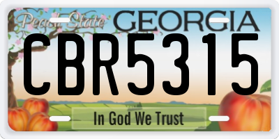 GA license plate CBR5315