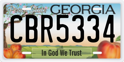 GA license plate CBR5334