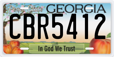 GA license plate CBR5412