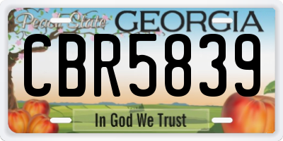GA license plate CBR5839