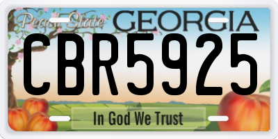 GA license plate CBR5925