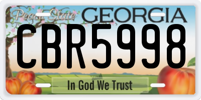 GA license plate CBR5998