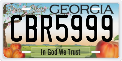 GA license plate CBR5999