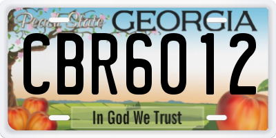 GA license plate CBR6012