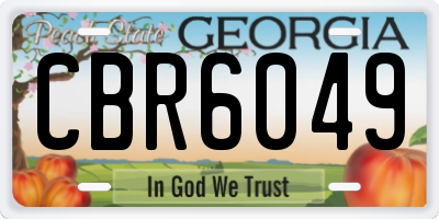 GA license plate CBR6049
