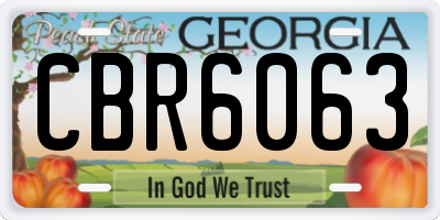 GA license plate CBR6063