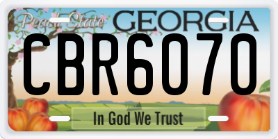 GA license plate CBR6070