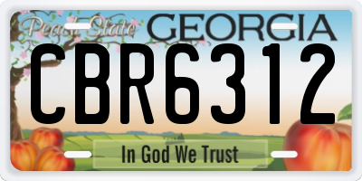 GA license plate CBR6312
