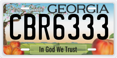 GA license plate CBR6333