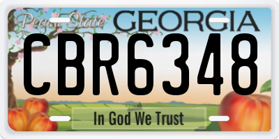 GA license plate CBR6348