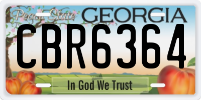 GA license plate CBR6364