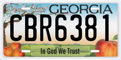 GA license plate CBR6381