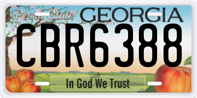 GA license plate CBR6388