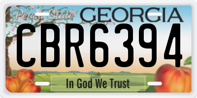 GA license plate CBR6394