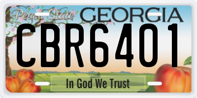 GA license plate CBR6401