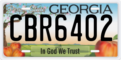 GA license plate CBR6402