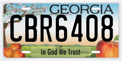 GA license plate CBR6408