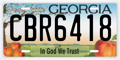 GA license plate CBR6418
