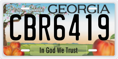 GA license plate CBR6419