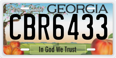 GA license plate CBR6433
