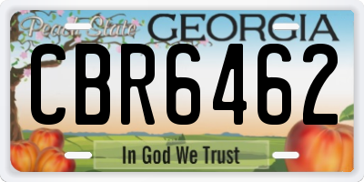 GA license plate CBR6462
