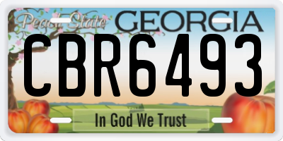 GA license plate CBR6493