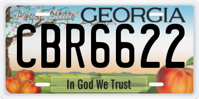 GA license plate CBR6622