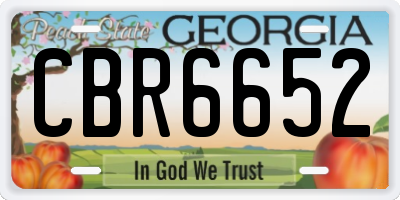 GA license plate CBR6652
