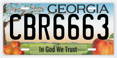 GA license plate CBR6663