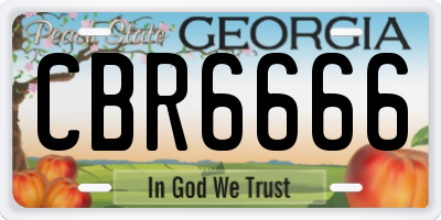 GA license plate CBR6666