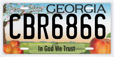 GA license plate CBR6866