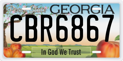 GA license plate CBR6867