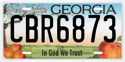 GA license plate CBR6873