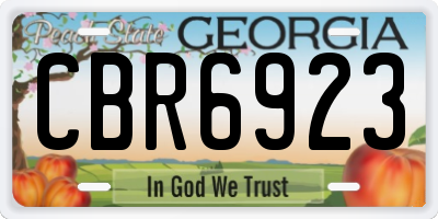 GA license plate CBR6923